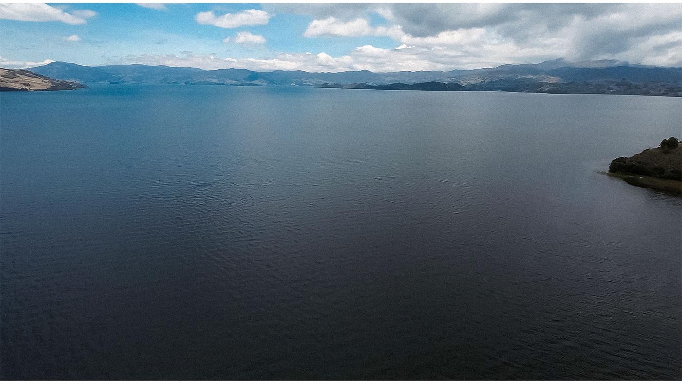 Panoramic view of Lago de Tota, Colombia's largest high-altitude lake